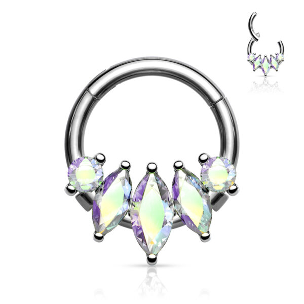 Anneau en Acier chirurgical - Argent pierres licornes